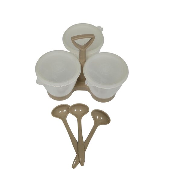 Vtg Tupperware 757-1 Condiment Caddy W/ Serving Spoons Retro Kitchen Storage - Picture 2 of 10